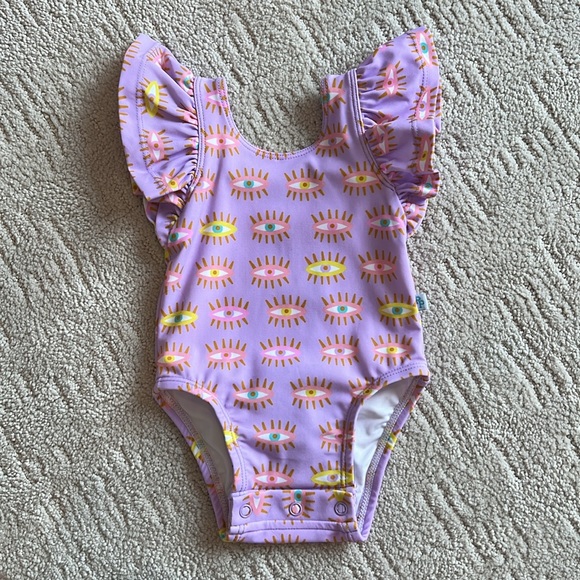 Posh Peanut evil eye baby girl purple one piece bathing suit - Picture 4 of 9